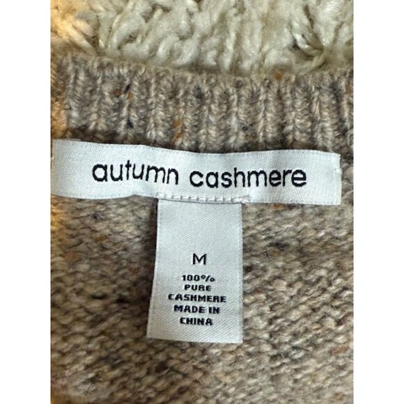 Autumn Cashmere Pure Cashmere Fringe Sweater Beige Tan Medium M Boho Chic - Picture 6 of 10